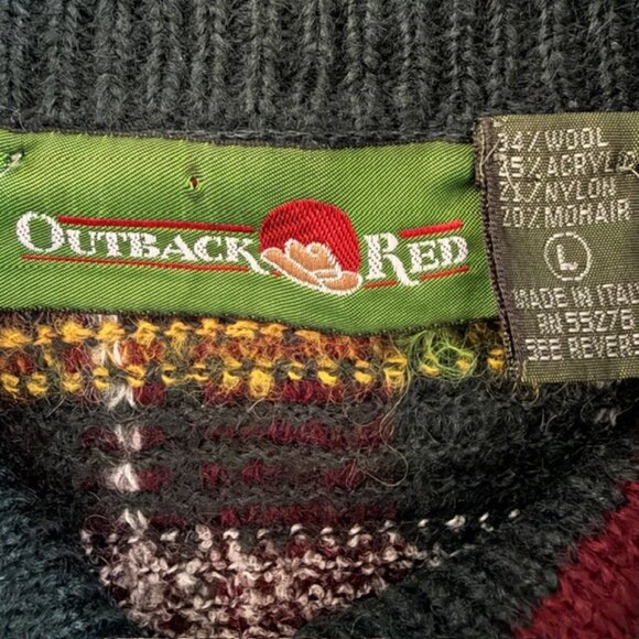 Vintage 80s OUTBACK RED Tartan Plaid Wool Sweater Large - Picture 9 of 10